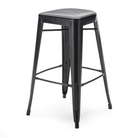 Set of 2 Bar Stools - Modern 30-inch Black Metal Barstools