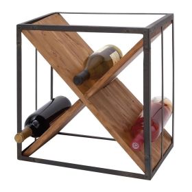 Farmhouse Assembled Rustic 16 Bottle Tabletop Wine Bottle Rack