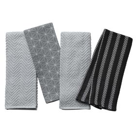 Thyme & Table 4-Pack Kitchen Towels, Gray Star