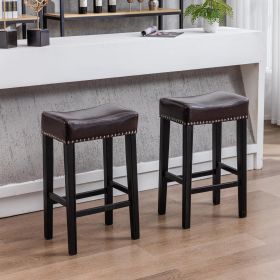 A&A Furniture,Counter Height 29" Bar Stools for Kitchen Counter Backless Faux Leather Stools Farmhouse Island Chairs,29 Inch, Brown, Set of 2