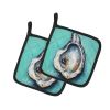 NEW Aqua Pearl Oyster Pair of Pot Holders Kitchen Heat Resistant Pot Holders Sets Oven Hot Pads for Cooking Baking BBQ, 7 1/2 x 7 1/2