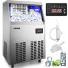 VEVOR 110V Commercial Ice Maker Machine 120-130LBS/24H with 33LBS Bin, Stainless Steel Automatic Operation Under Counter Ice Machine for Home Bar