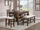 Set of 2pcs Counter Height Chair Dining Room Furniture Rustic Oak / Beige Fabric Cushion w/ Welt Slat Back Kitchen Breakfast