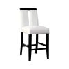 Set of 2 Chairs Black And White Leatherette Beautiful Padded Counter height Chairs Slit Back Design Kitchen Dining Room Furniture