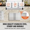 BBQ Access Door, 28W x 19H Inch Double Outdoor Kitchen Door, Stainless Steel Flush Mount Door, Wall Vertical Door with Recessed Handles