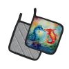 Seahorses Pair of Pot Holders Kitchen Heat Resistant Pot Holders Sets Oven Hot Pads for Cooking Baking BBQ, 7 1/2 x 7 1/2