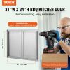 BBQ Access Door, 31W x 24H Inch Double Outdoor Kitchen Door, Stainless Steel Flush Mount Door, Wall Vertical Door with Recessed Handles