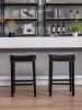 A&A Furniture,Counter Height 29" Bar Stools for Kitchen Counter Backless Faux Leather Stools Farmhouse Island Chairs,29 Inch, Brown, Set of 2