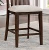 Set of 2pcs Counter Height Chair Dining Room Furniture Rustic Oak / Beige Fabric Cushion w/ Welt Slat Back Kitchen Breakfast