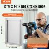 BBQ Access Door, 17W x 24H Inch Single Outdoor Kitchen Door, Stainless Steel Flush Mount Door, Wall Vertical Door with Recessed Handle, for BBQ Island