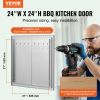 BBQ Access Door, 24W x 24H Inch Double Outdoor Kitchen Door, Stainless Steel Flush Mount Door, Double Wall Vertical Door with Handles and Hooks